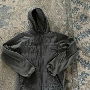 Columbia Hybrid Fleece Jacket w/ Therma Coil Grey Gray Running Cycling Coat sz S